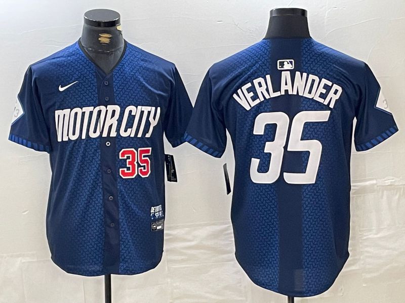 Men Detroit Tigers 35 Verlander Blue City Edition Nike 2024 MLB Jersey style 4